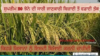 supreme 110 ਬਾਰੇ ਪੂਰੀ ਜਾਣਕਾਰੀ।supreme 110 full detailed vedio and review  from seeding to harvesting