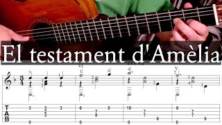 EL TESTAMENT D' AMELIA - Full Teaching Video with TAB - Fingerstyle Guitar