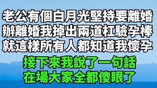 老公有個白月光堅持要離婚，辦離婚我掉出兩道杠驗孕棒，就這樣所有人都知道我懷孕，接下來我說了一句話，在場大家全都傻眼了【暮年心語】#落日溫情#情感故事#花開富貴#深夜淺讀#