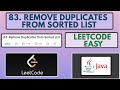 Leetcode | 83. Remove Duplicates from Sorted List | Easy | Java Solution