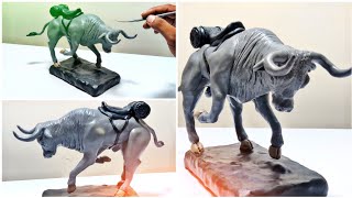 How to make Realistic riding Bull from clay | Clay Cow | Clay Animals |Clay modelling #Bull #Cow