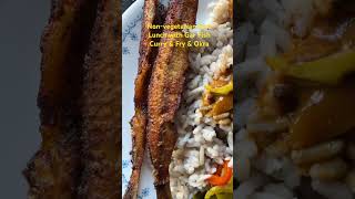 Non-vegetarian Rice Lunch with Gar Fish Curry \u0026 Gar Fish Fry \u0026 Okra Stirfry. Delicious \u0026 Tasty