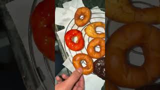 Strawberry and chocolate glazed donuts