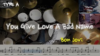 You Give Love A Bad Name(동영상악보)(TYPE A) - Bon Jovi - 유한선-드럼악보,드럼커버,Drum cover,drumsheetmusic