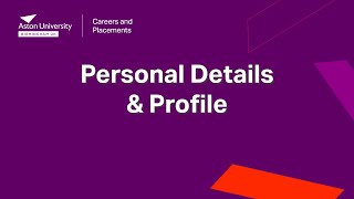 CV Guide: Personal Details & Profile