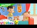 Fünf kleine Äffchen | Kinderlieder | Lellobee Deutsch | Cartoons für Kinder