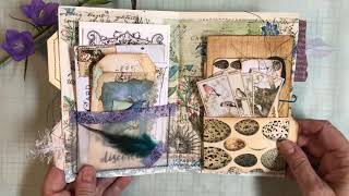 Napkin Collage Junk Journal Tag Folder with Cameo Tutorial on How I Collage Paper Napkins
