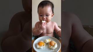 Adorable Baby Devours Soft-boiled Eggs! 🥚😋