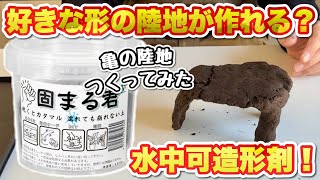 【固まる君】亀の陸地が自由に作れる、、、かも？水中に入れても大丈夫な造形材を試してみた【亀飼育】