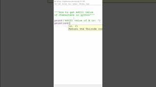 get ASCII value of character in python #shorts #python #coding #pythonprogramming
