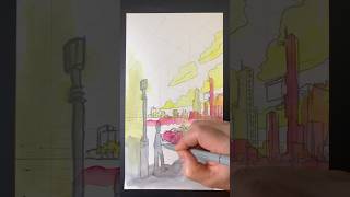 Let’s doodle in perspective #watercolor #doodle #drawing #art