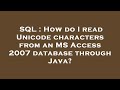 SQL : How do I read Unicode characters from an MS Access 2007 database through Java?
