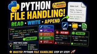 Python File Handling Explained 📁 | open(), read(), write(), append() & with Statement