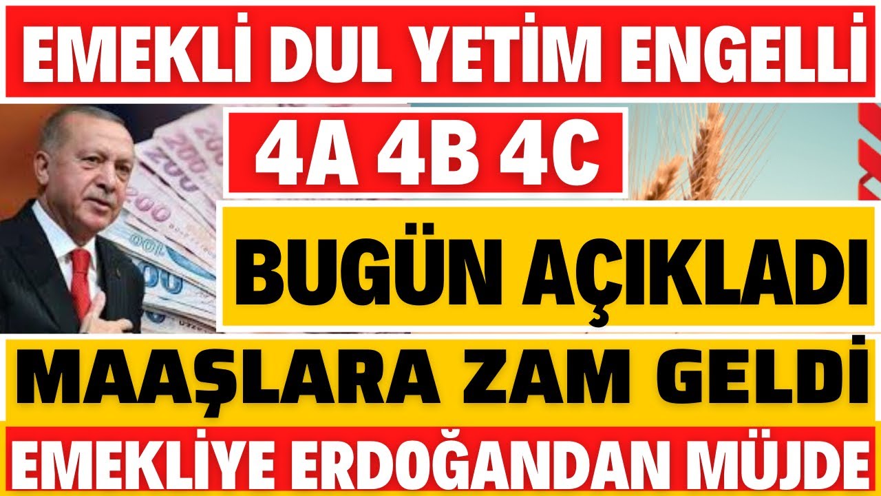 EMEKLİ DUL YETİM ENGELLİ MAAŞLAR ARTTI SSK BAĞKUR 4A 4B 4C NE KADAR ZAM ...