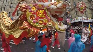 ⁴ᴷ 纽约市中国城2018年中国农历新年巡游亮点@勿街