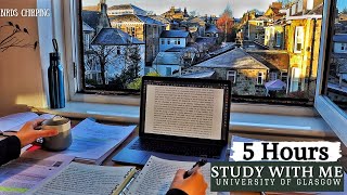 5 HOUR STUDY WITH ME | Background noise, Bird Sounds | 10-min break, No Music, Real-time