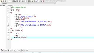 Using Function to find even or Odd number in c language