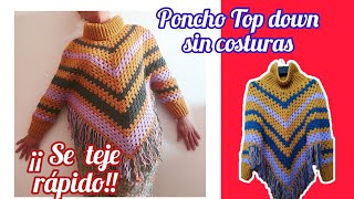 Poncho con mangas y cuello alto en crochet #crochet #comotejer #tejer #handmade #diy