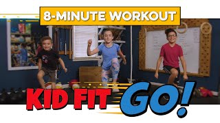 Super fun KID'S Workout! 8-Minute HIIT fitness class for kids. Let's Kid Fit GO!