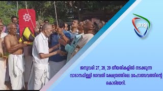 വാടാനപ്പിള്ളി ഭഗവതി ക്ഷേത്ര മഹോത്സവoതുടക്കം കുറിച്ച്  മുതിര്‍ന്ന അംഗം എ.ആര്‍. അയ്യപ്പന്‍ കൊടിയേറ്റി