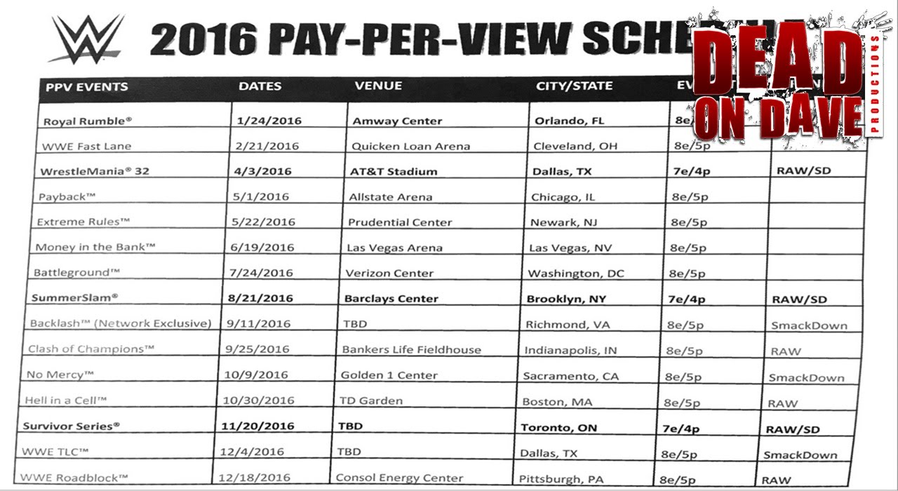 Wwe Ppv Calendar - Prntbl.concejomunicipaldechinu.gov.co