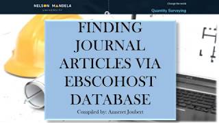 Finding Journal Articles via EbscoHost