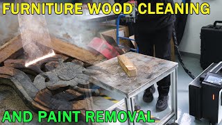 300W Pulse Laser Cleaning Machine   Paint Removal on Wood