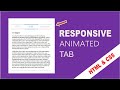 How to Create Animated Responsive Tab using HTML CSS