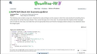 Java Practice It || 4.8 ScannerLogicError || if/ else statement, input, scanner, errors