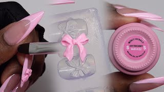 How To Do GEL-X Nails | Simple Pink Coquette Design