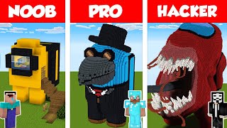 Minecraft NOOB vs PRO vs HACKER: AMONG US HOUSE BUILD CHALLENGE in Minecraft