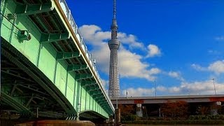 【 隅田川の美しい橋 】　桜橋　白鬚橋　言問橋　水神大橋　HD動画