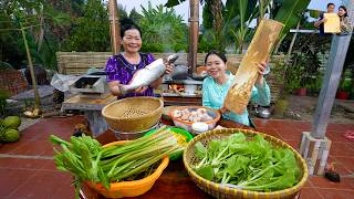 Chuẩn bị đào ao nuôi cá ăn Củ hủ dừa tươi hầm giò heo và mắm kho miền tây siêu ngon ở quê Phan Diễm