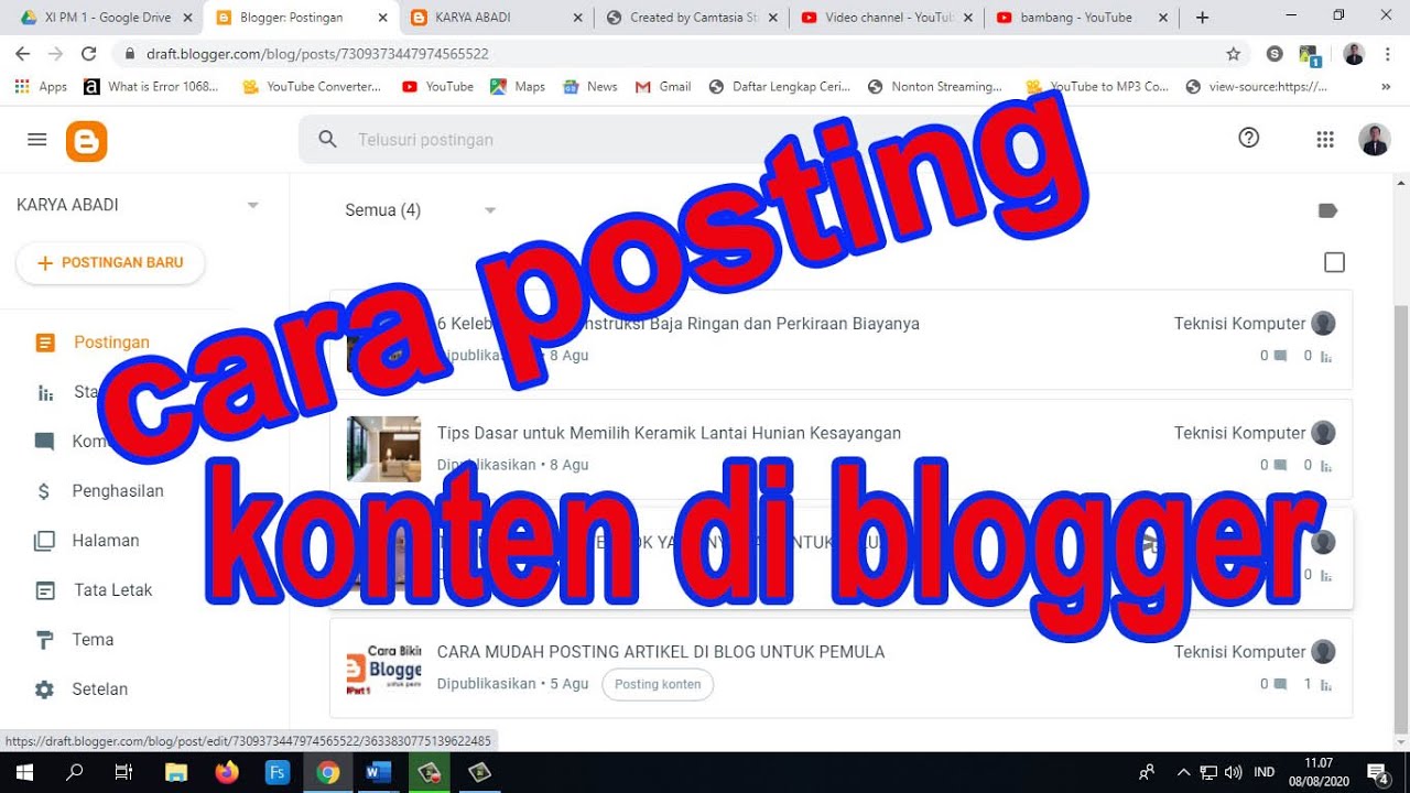 CARA BIKIN BLOGGER #part2 (posting Artikel) - YouTube