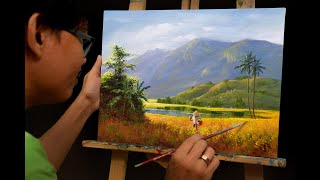 How to Paint Farmer in the Lake in Acrylics / Time-lapse / JMLisondra