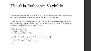 The this Reference Variable