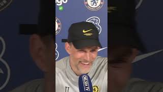 Thomas Tuchel laughs after journalist drops phone on their foot mid-answer!😂  #Shorts