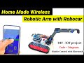 😉DIY Robotic Arm with Robocar🏗️,IOT Wireless Controller with Mobile📡 Full Details with Code Diagram