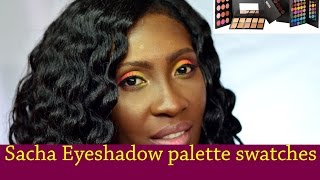 Sacha Cosmetics eyeshadow palette swatches on darkskin