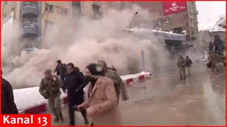 MOMENT: Building collapses in Malatya in Turkey after earthquakev