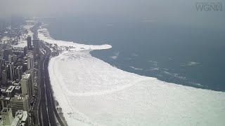 Ice breaks away from Lake Michigan after deep freeze