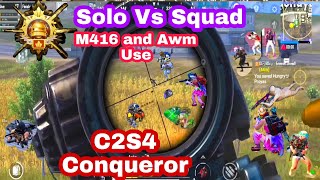 1vs4 Pubg Mobile in bgmi Rush Gameplay  M416 And AWM Use solo vs squad  gameplay bgmi