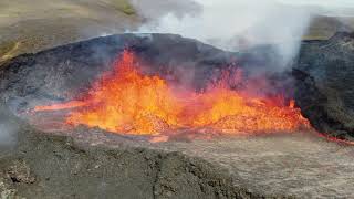 Fagradalsfjall volcano eruption Iceland, follow the lava from the origin to the new land it creates