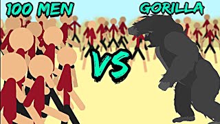 100 Men vs 1 Gorilla - stick nodes animation