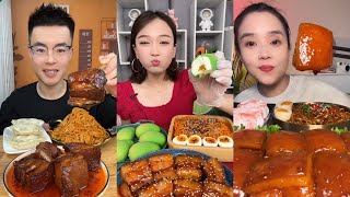 Spicy Braised Pork Belly Eating with 2x Spicy Noodles and Mango Ice-cream Spicy Dumlings Mukbang