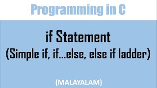 If statement in C| Part 1 | Simple if|if...else| else if ladder | Malayalam tutorial