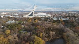 Montreal by drone - Jardin botanique/Stade olympique (aerial)