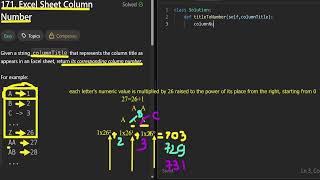 Leetcode 171. Excel Sheet Column Number 🔠✖️ Multiply & Add, Numbers Glad! 🔢✨