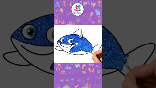 How To Draw Glitter Baby Shark #howto #babyshark #art #kids #drawing #stepbystep #shorts