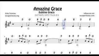 Amazing Grace Easy Notes Sheet Music for Beginners in treble Clef for Violin Flute Recorder Oboe